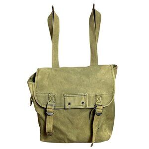 Canvas Musette Bag Rucksack Backpack Olive Drab Green Vtg Gorpcore